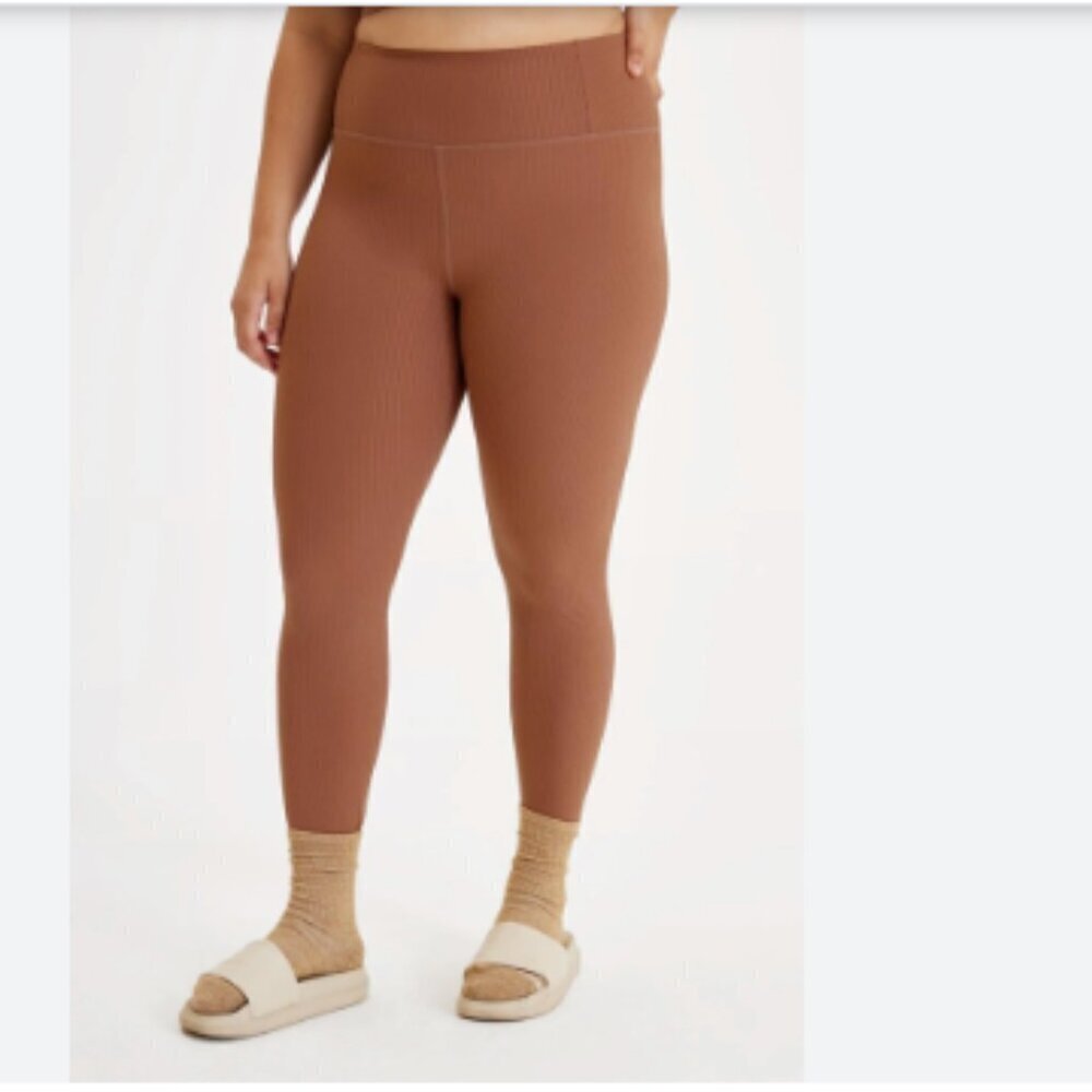 Girlfriend Collection Compressive Ribbed High Rise Leggings Rye 28.5" - Picture 3 of 9